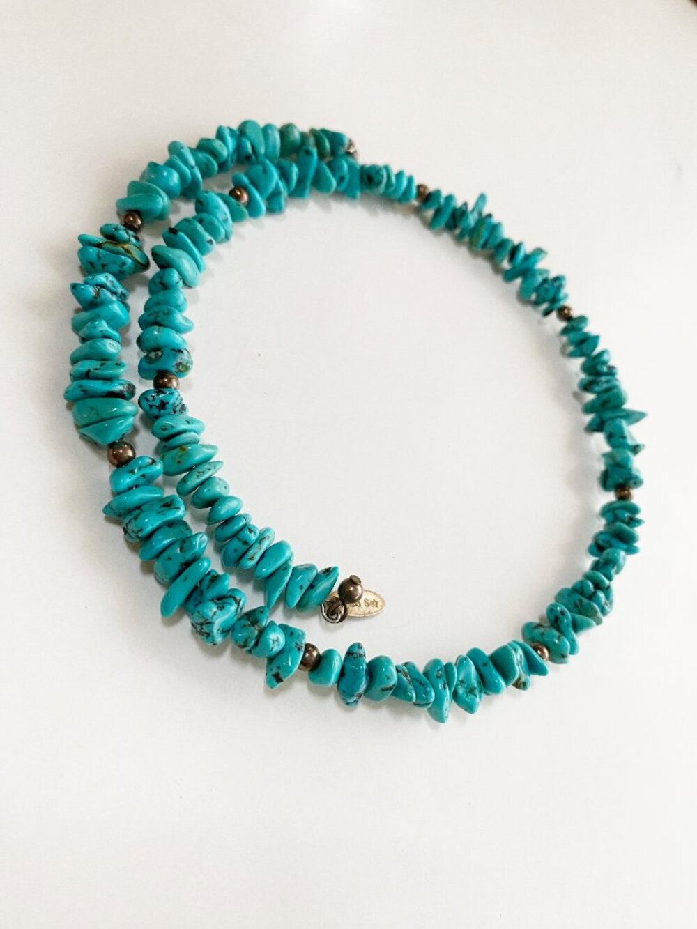 The JTV Southwest Turquoise Sterling Findings Silver Memory Wire Choker Necklace